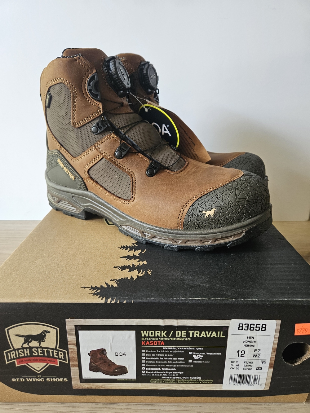 Irish Setter Red Wing Mens Work Safety Boots Kasota Waterproof New Size 12